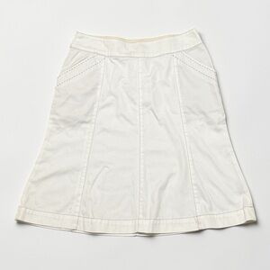 BODEN Classic Ivory Off White A-Line Skirt Stitching 8 Preppy Work Casual Beach